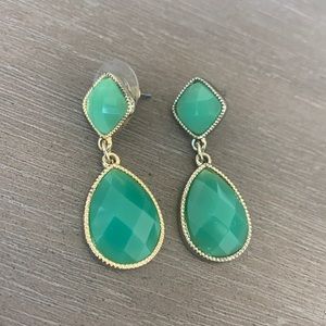 Green faceted teardrop earrings